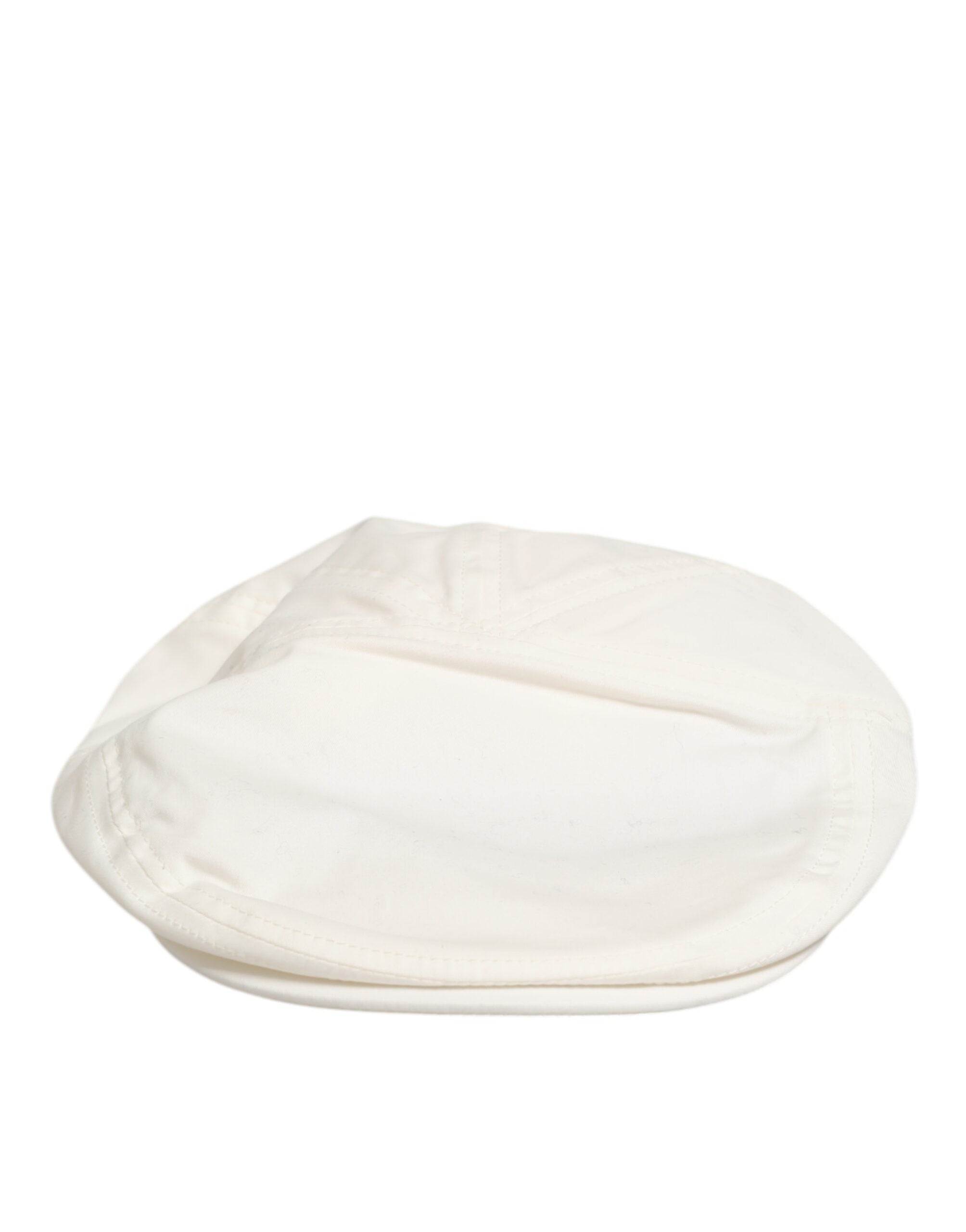 Dolce & Gabbana White Cotton Blend Leather Trim Flat Men Cap Men's Hat
