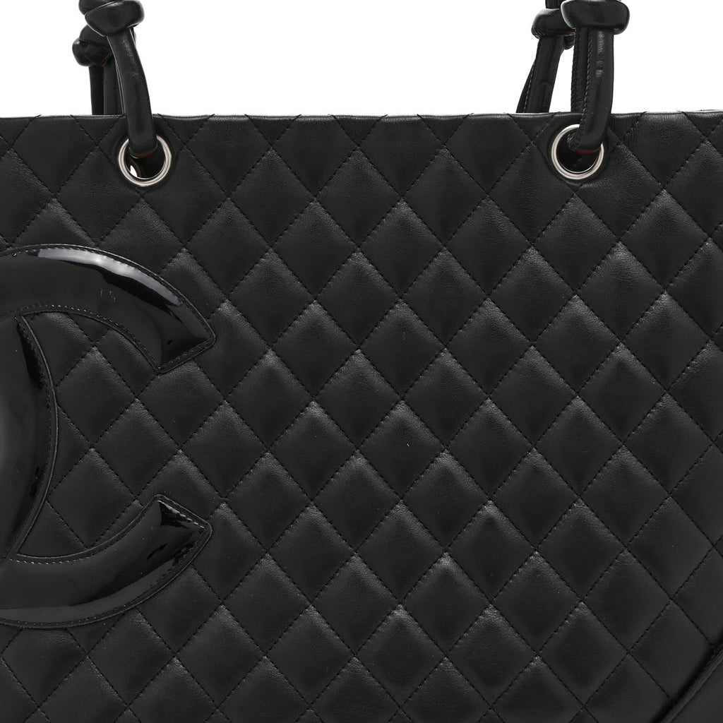 Calfskin Quilted Large Cambon Tote Black