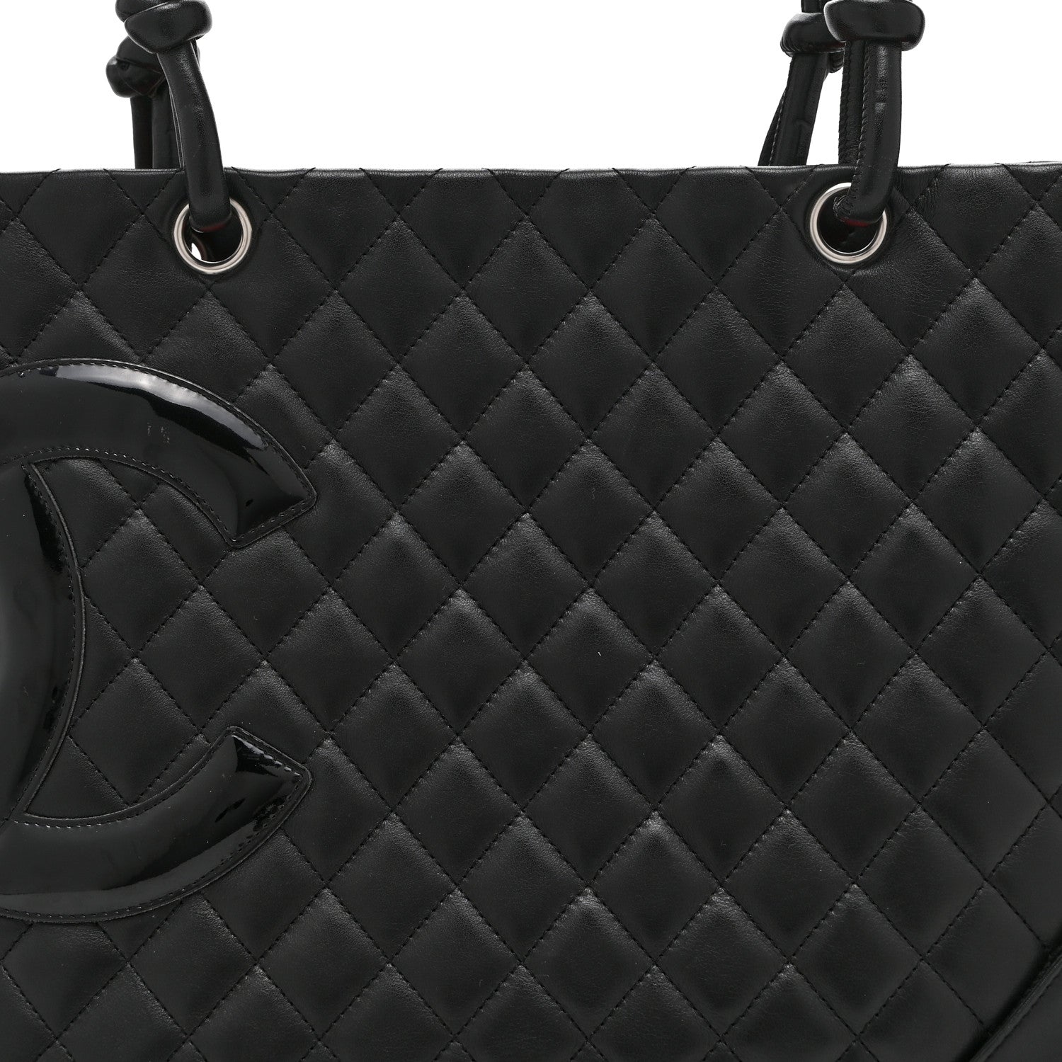 Calfskin Quilted Large Cambon Tote Black