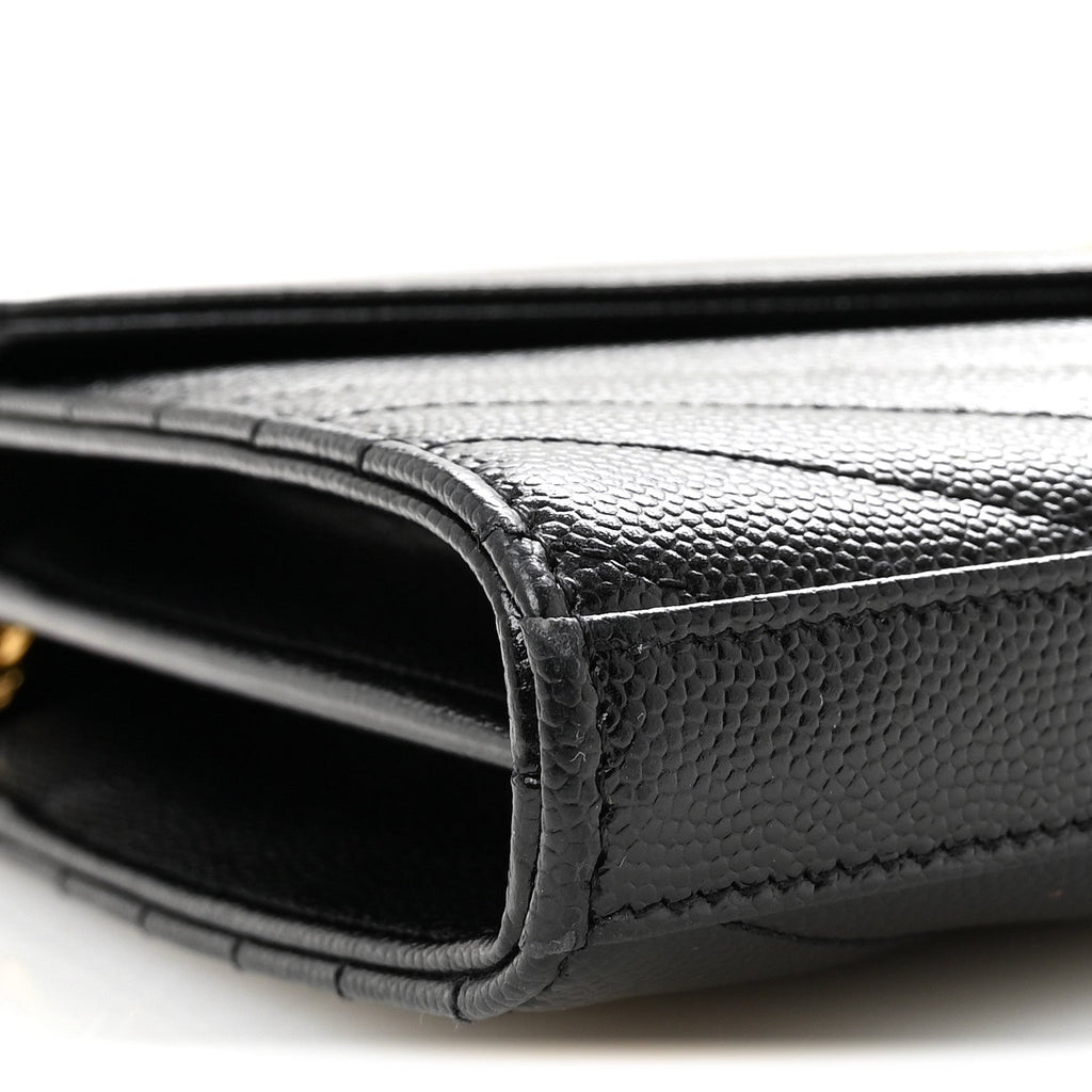 Grain De Poudre Matelasse Chevron Monogram Chain Wallet Black