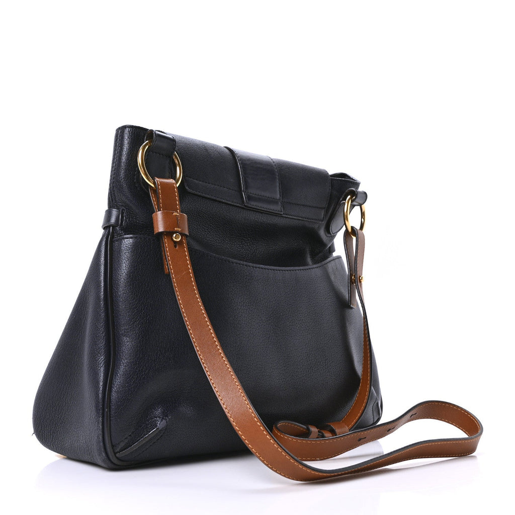 Grained Lambskin Calfskin Medium Lexa Shoulder Bag Navy