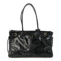 Glossy Calfskin Triangle Large Bonnie Shoulder Bag Black