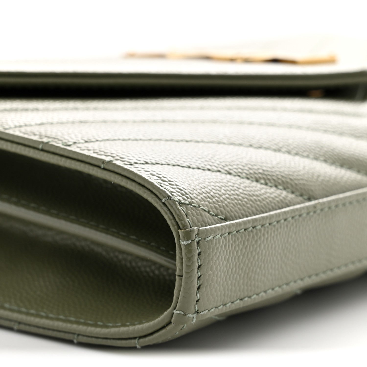 Grain De Poudre Matelasse Chevron Monogram Chain Wallet Light Sage