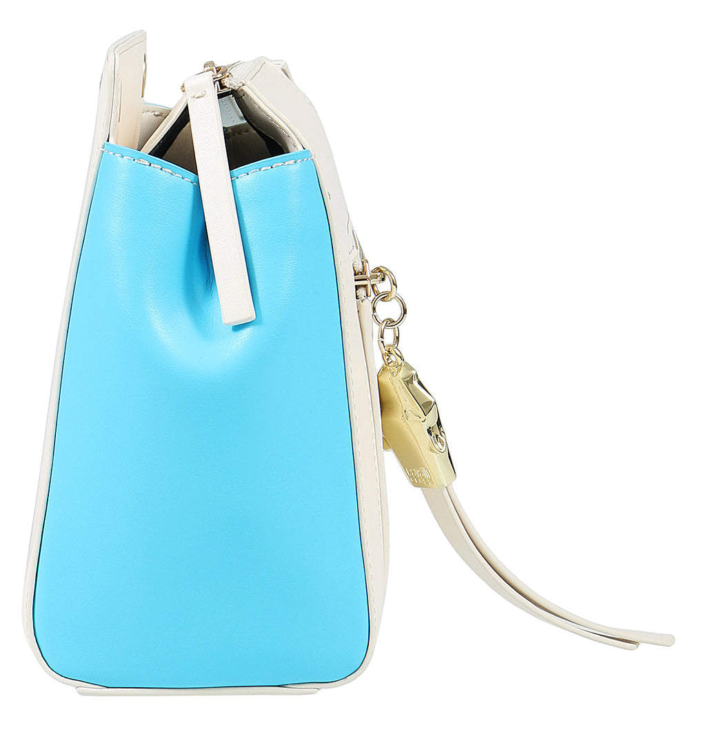 Roberto Cavalli Class GWLPD4 T37 Brigitte 00 Ivory/Blue Small Shoulder Bag