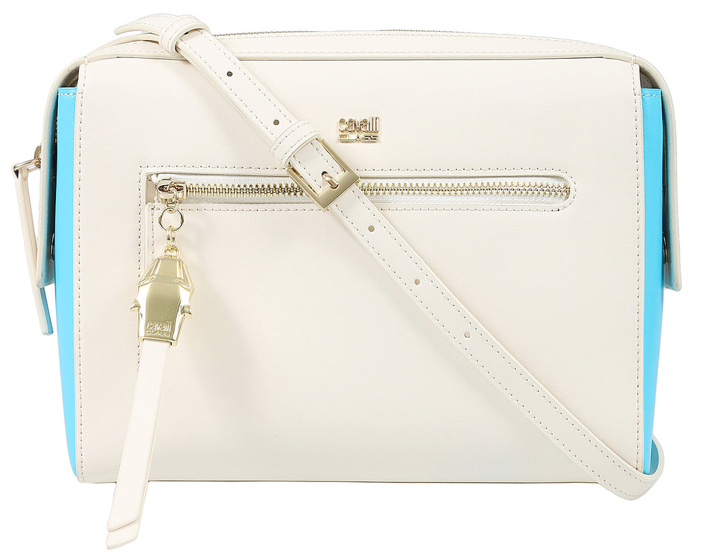 Roberto Cavalli Class GWLPD5 T37 Brigitte 0 Ivory/Blue Medium Shoulder Bag