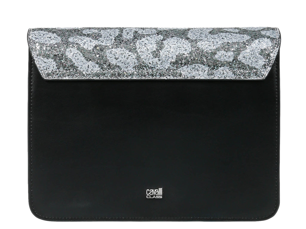 Roberto Cavalli Class GWLPCF B13 Milano Rmx 00 Black/ Silver Large Shoulder Bag