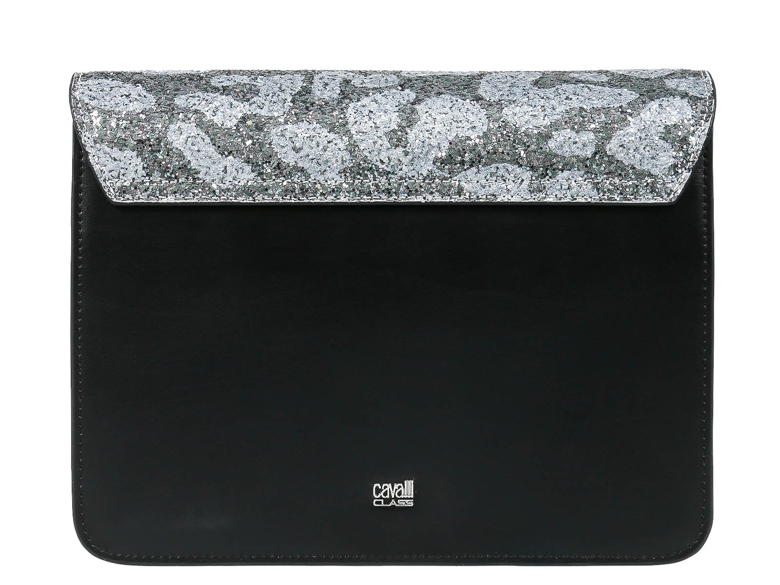 Roberto Cavalli Class GWLPCF B13 Milano Rmx 00 Black/ Silver Large Shoulder Bag