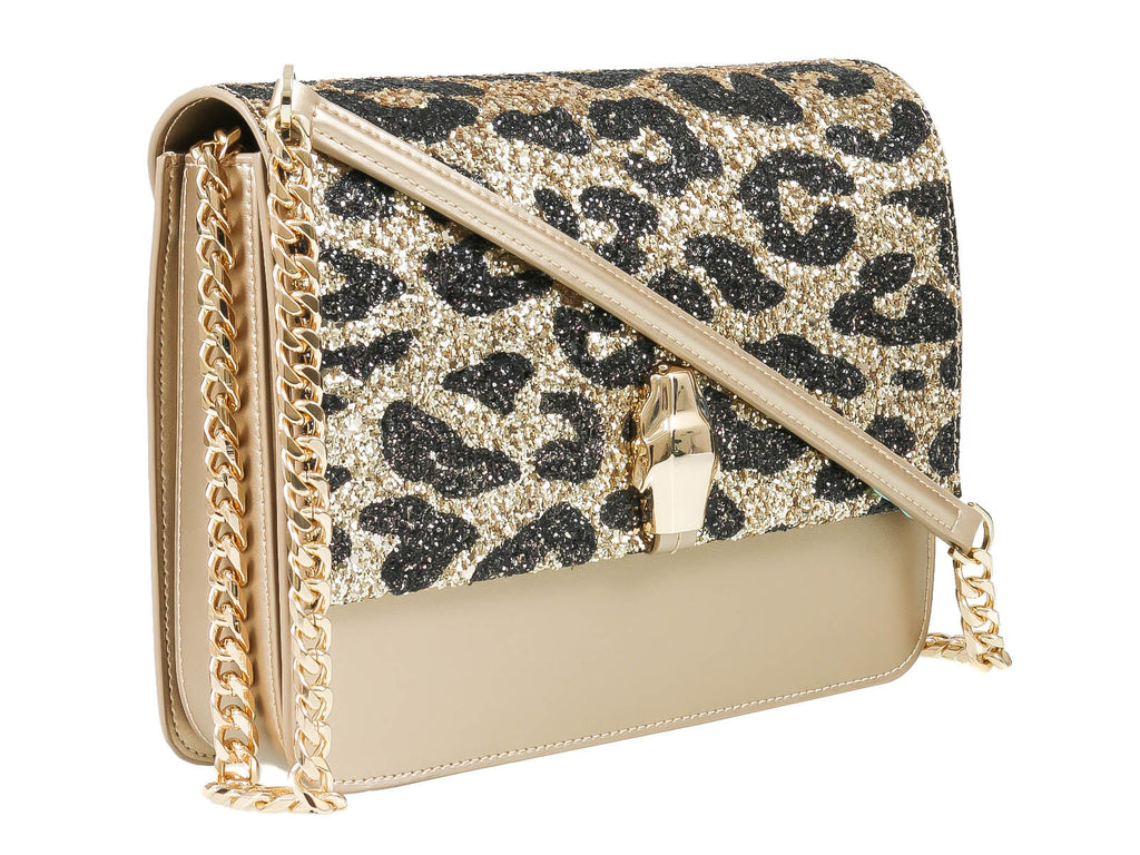 Roberto Cavalli Class GWLPCF D61 Milano Rmx 00 Gold/ Black Large Shoulder Bag