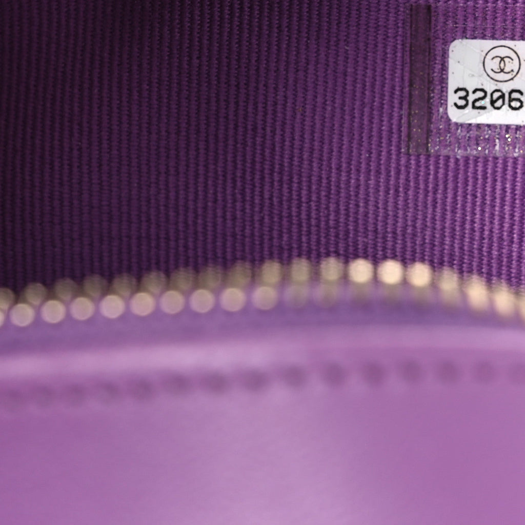 Lambskin Quilted CC In Love Heart Clutch With Chain Purple
