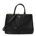 Saffiano Lux Medium Galleria Double Zip Tote Black