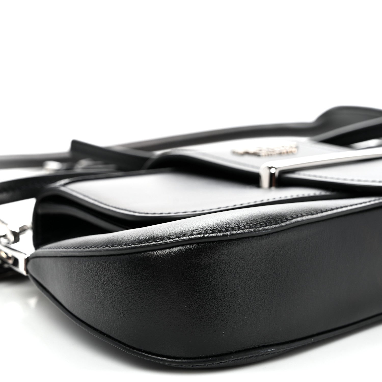 City Calfskin Saffiano Sidonie Shoulder Bag Black