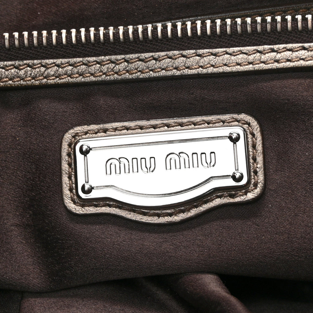 Metallic Nappa Woven Hobo Bronze