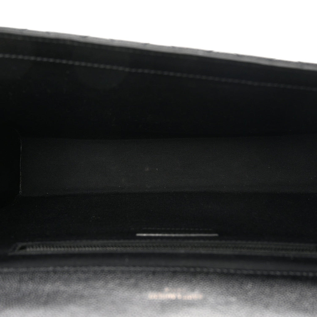 Grain De Poudre Textured Mixed Matelasse Large Triquilt Monogram Monochrome Satchel Black