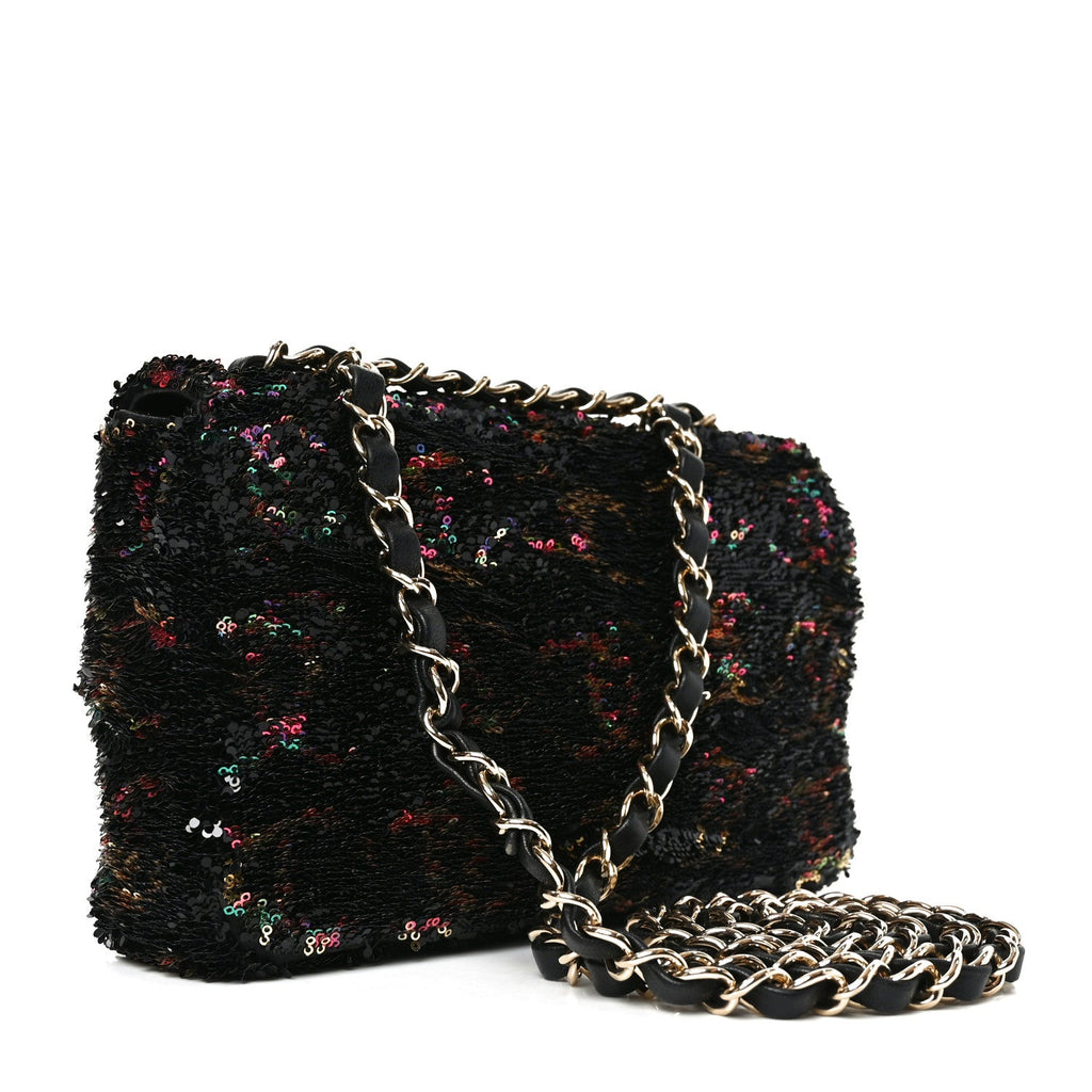 Sequin CC Small Single Flap Black Multicolor