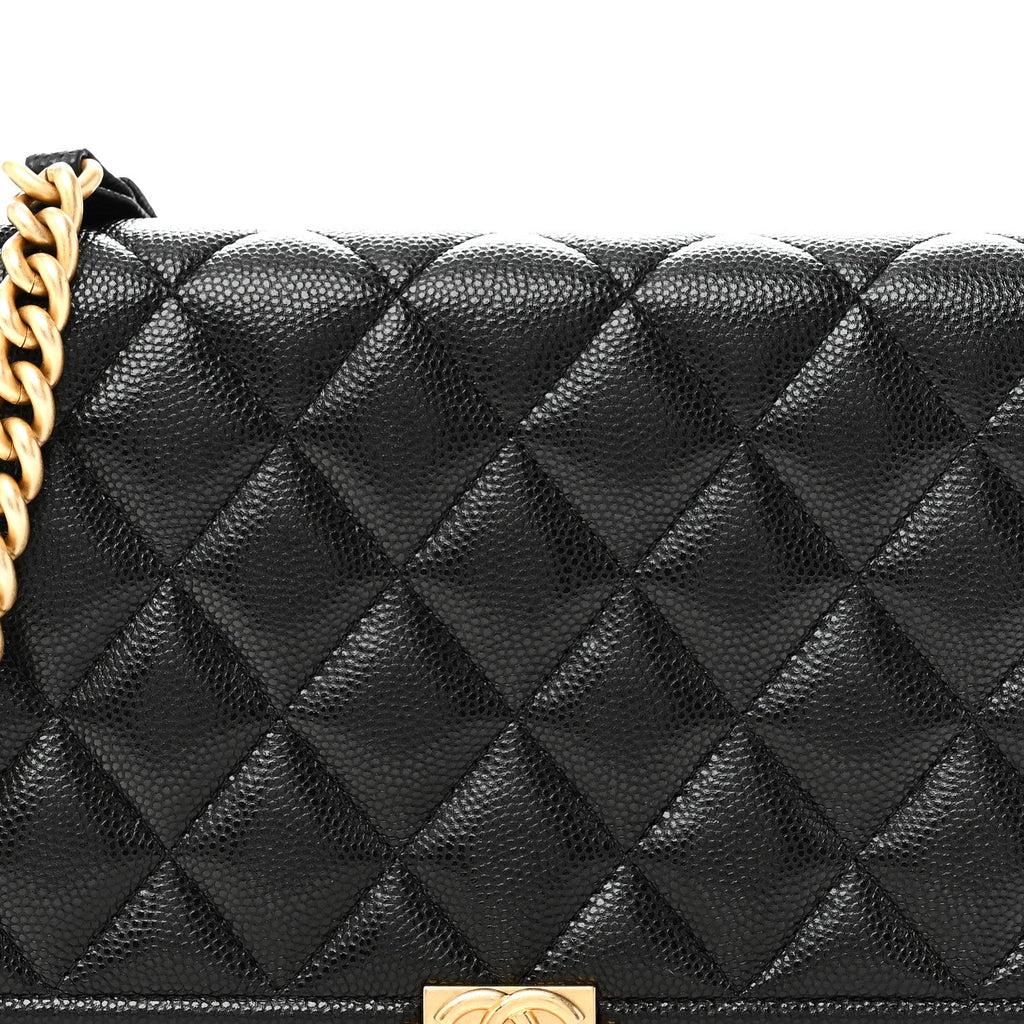 Caviar Quilted Boy Wallet On Chain WOC Black