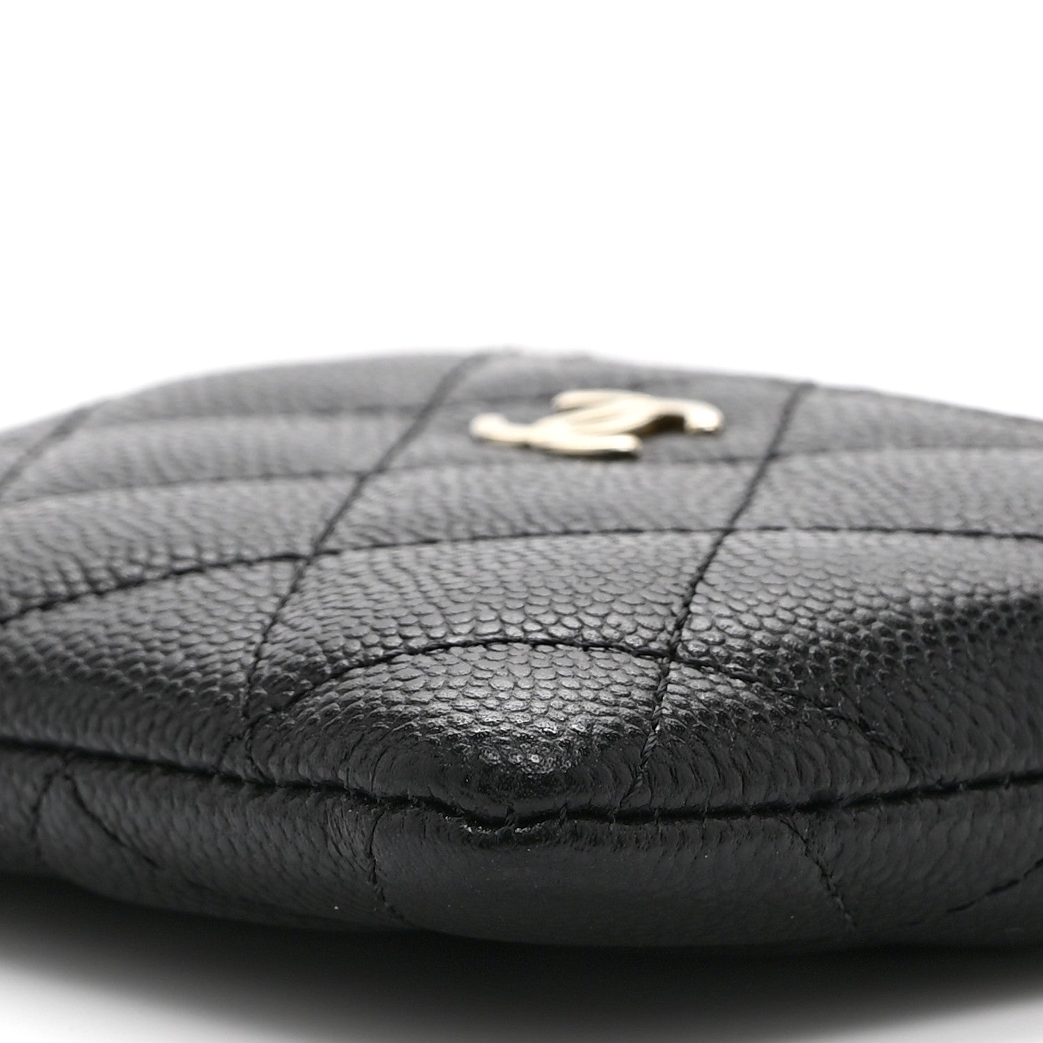 Caviar Quilted Zip Card Holder Wallet Black