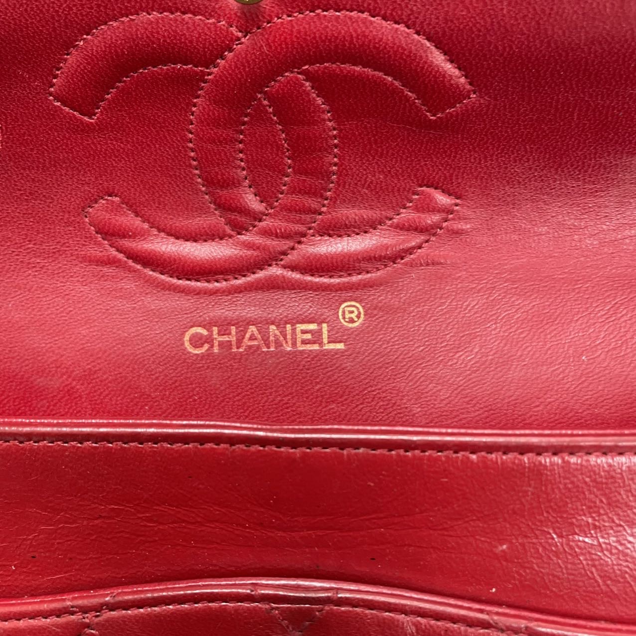 Chanel Vintage Red Classic Double Flap Bag 1988
