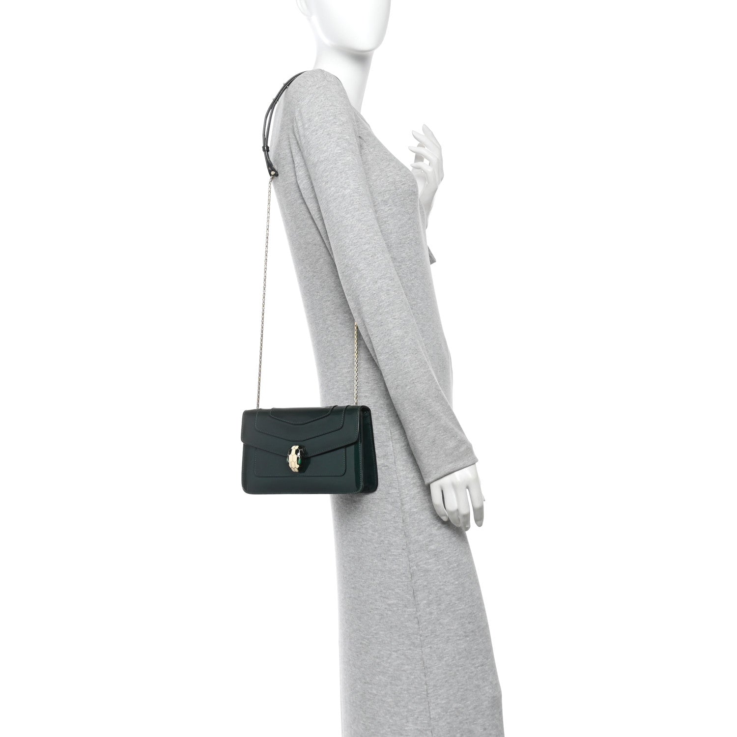 Metallic Serpenti Forever Small Shoulder Bag Green