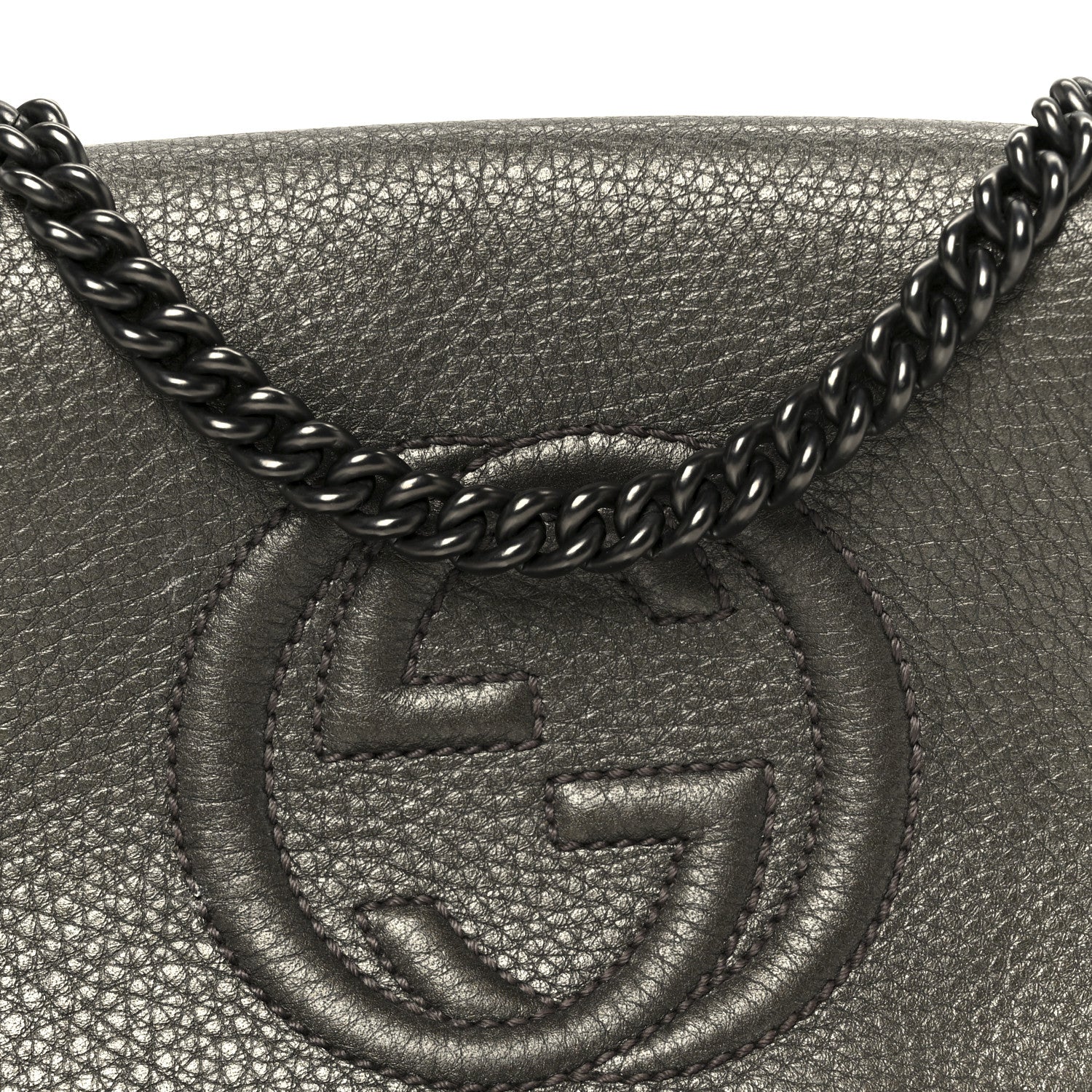 Metallic Pebbled Calfskin Small Soho Flap Crossbody Sasso