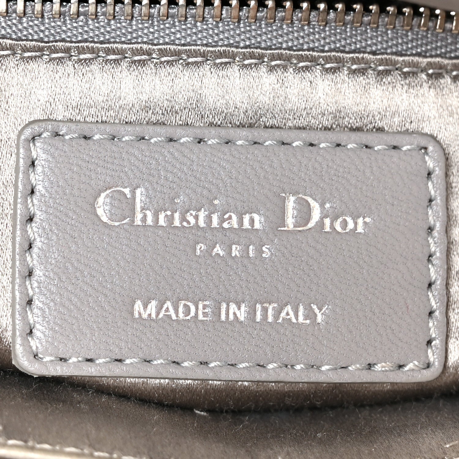 Satin Crystal Cannage Mini Lady Dior Gray