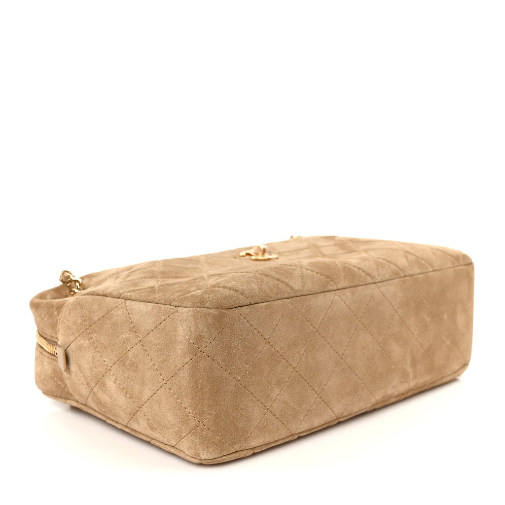 Suede Quilted Camerissimo Camera Case Dark Beige