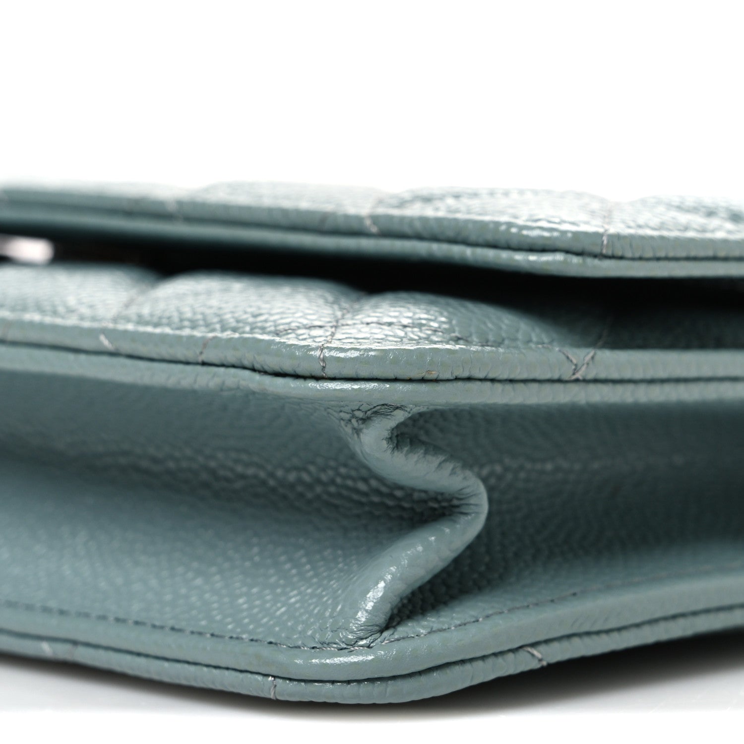 Caviar Quilted Wallet on Chain WOC Blue