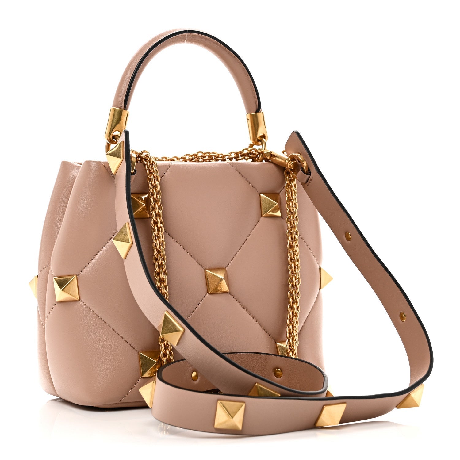 Nappa Small Roman Stud The Handle Bag Rose Cannelle