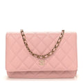 Caviar Quilted Wallet on Chain WOC Light Pink