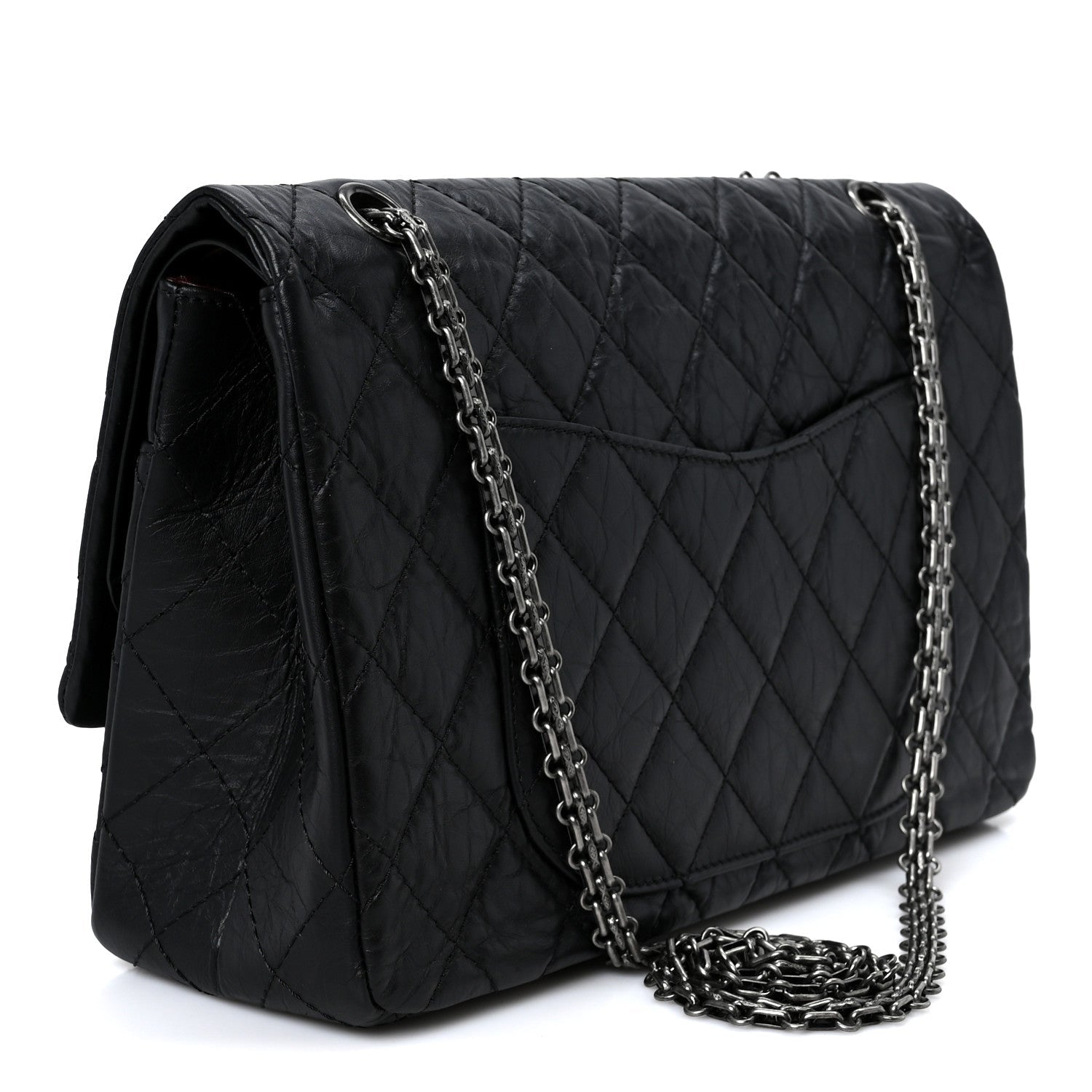 Aged Calfskin Quilted 2.55 Reissue 227 Flap Black