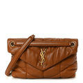 Lambskin Quilted Small Loulou Puffer Monogram Chain Satchel Dark Honey