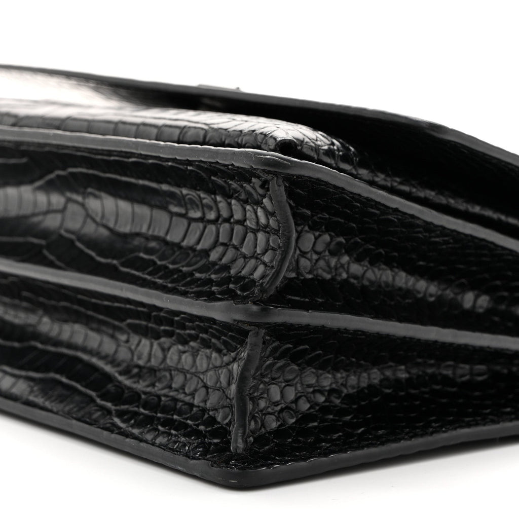 Calfskin Crocodile Embossed Medium Monochrome Monogram Sunset Black