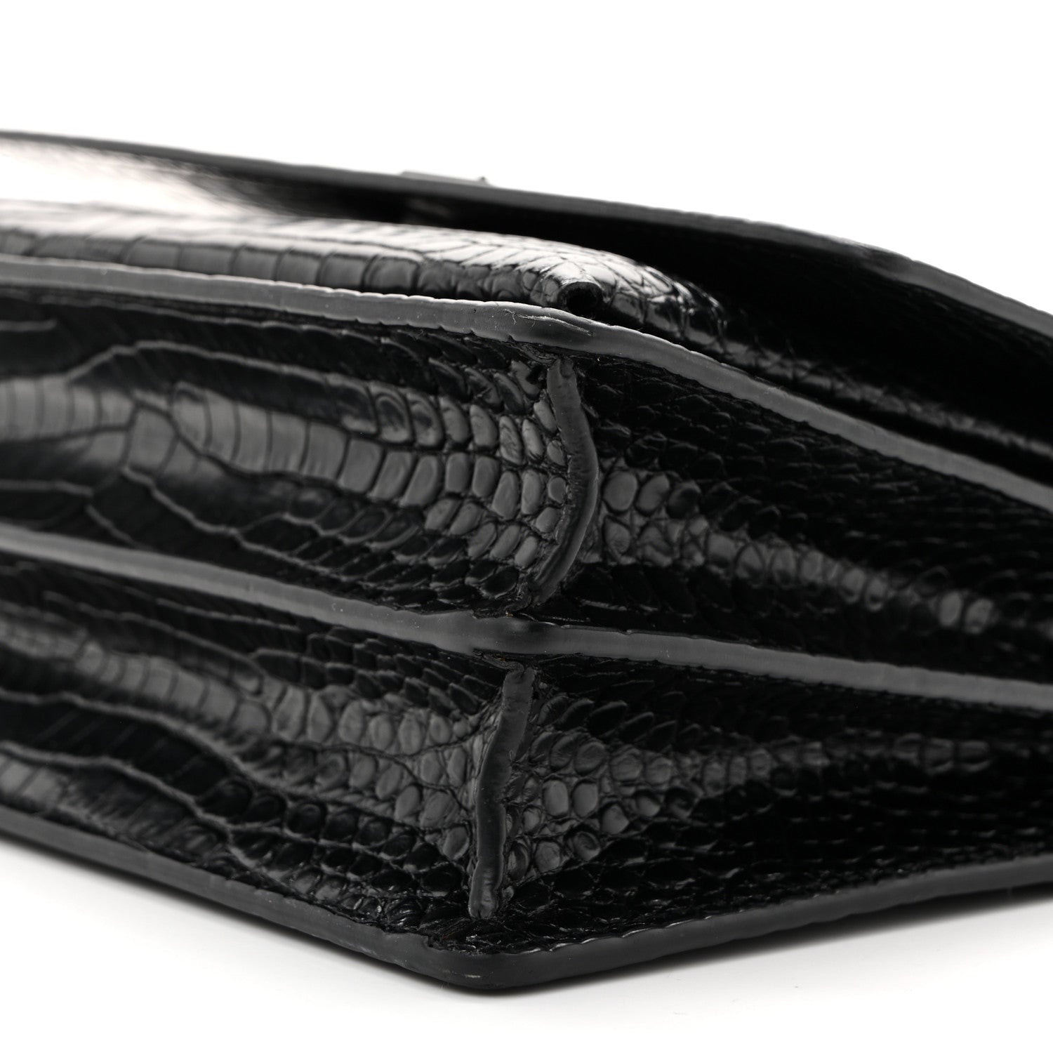 Calfskin Crocodile Embossed Medium Monochrome Monogram Sunset Black