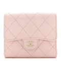 Caviar Quilted Compact Flap Wallet Light Pink Light Pink