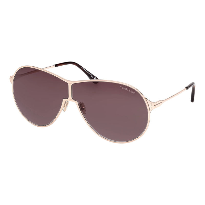 Tom Ford Sunglasses Aviator Full Rim, Shiny Rose Gold Frame and Roviex Gradient Lens FT117428K