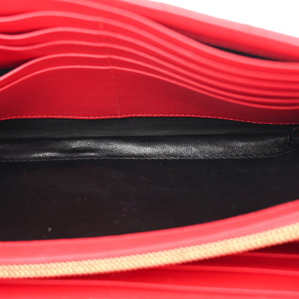 Grain De Poudre Matelasse Chevron Monogram Chain Wallet New Red