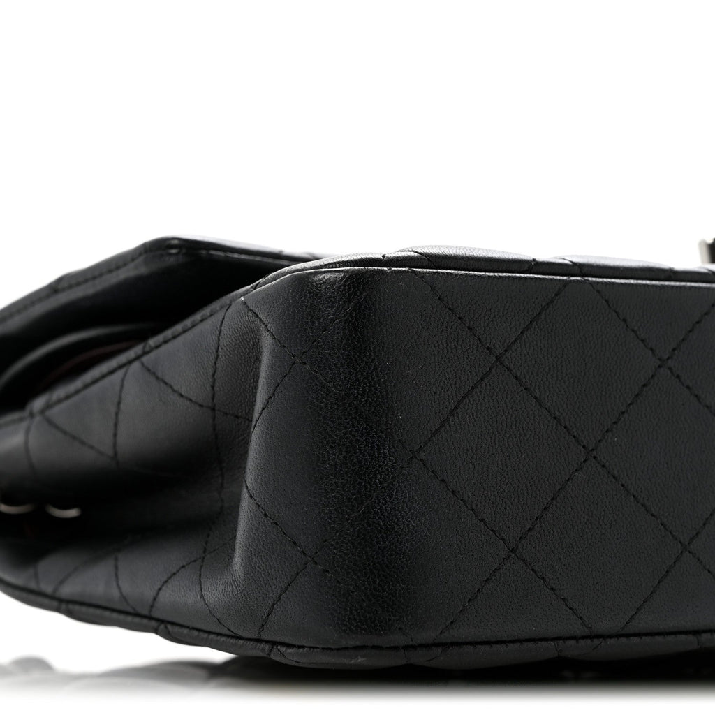 Lambskin Quilted Medium Double Flap Black