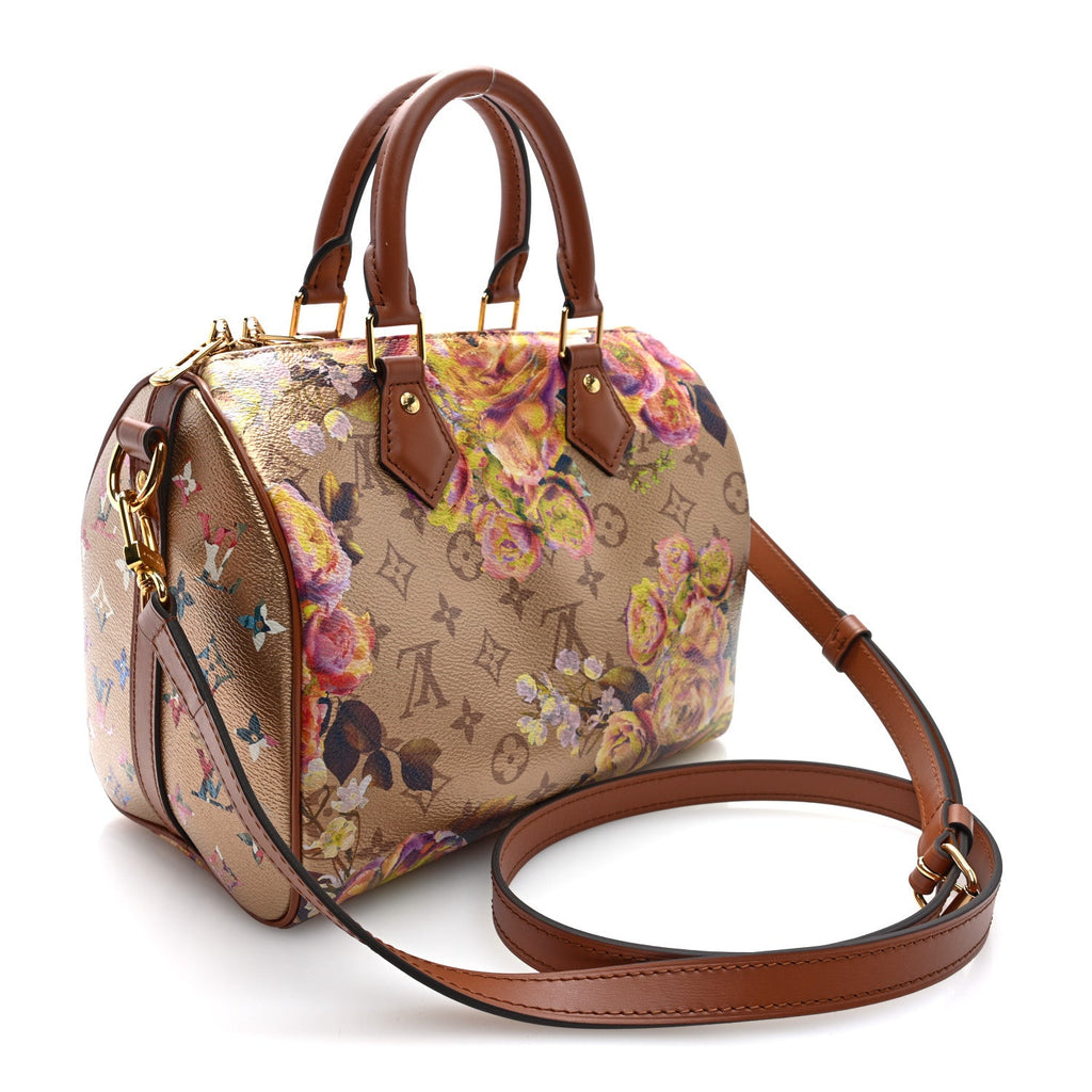 Metallic Monogram LV Garden Speedy Bandouliere 25 Gold