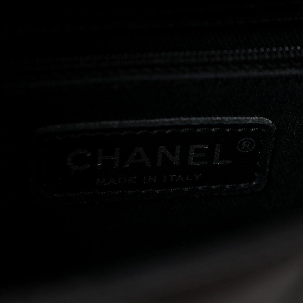 Glazed Calfskin Quilted Small CC Delivery Tote Black
