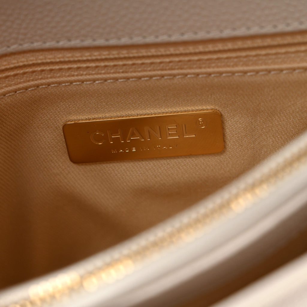 Grained Calfskin Small Stitched Flap White
