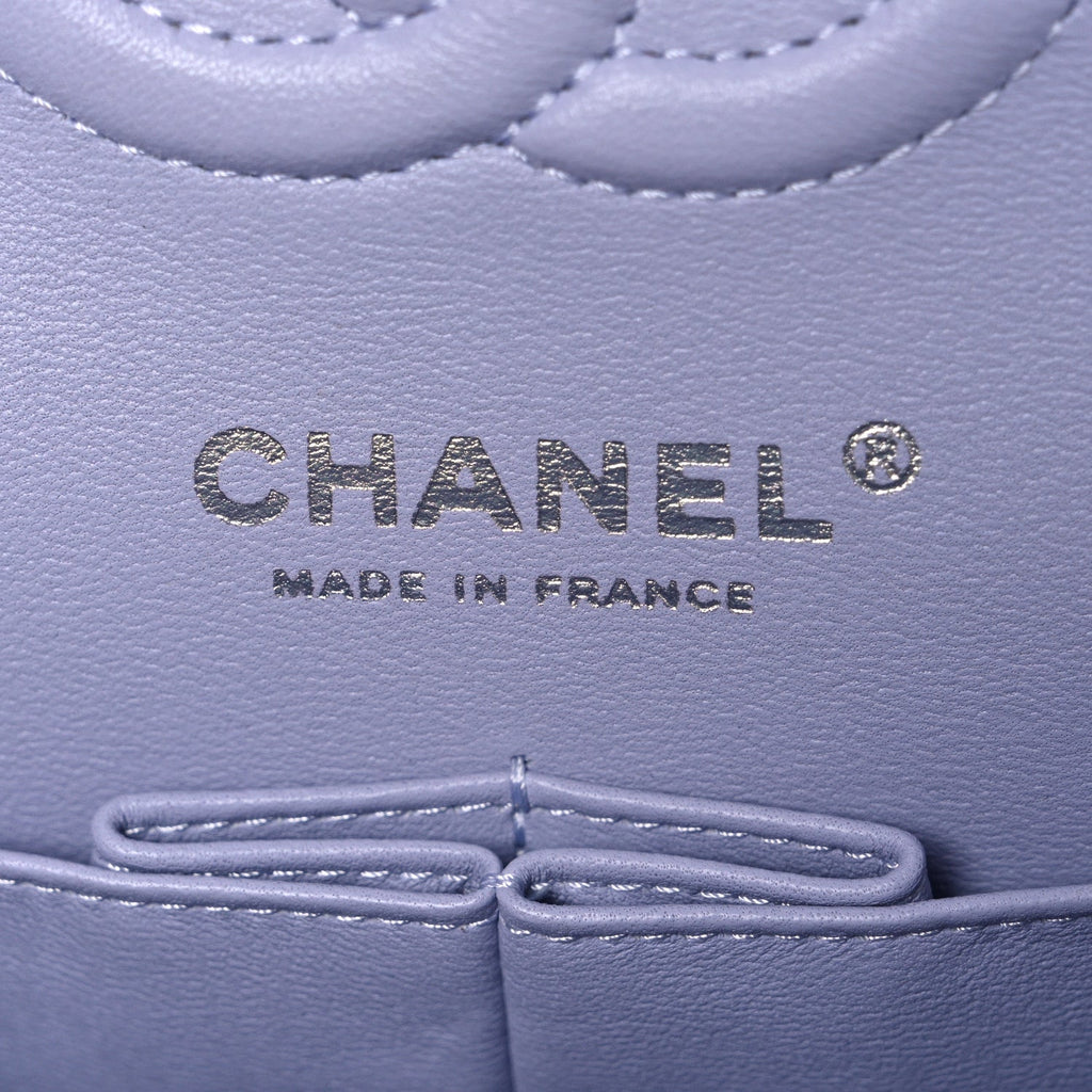 Caviar Quilted Small Double Flap Light Purple