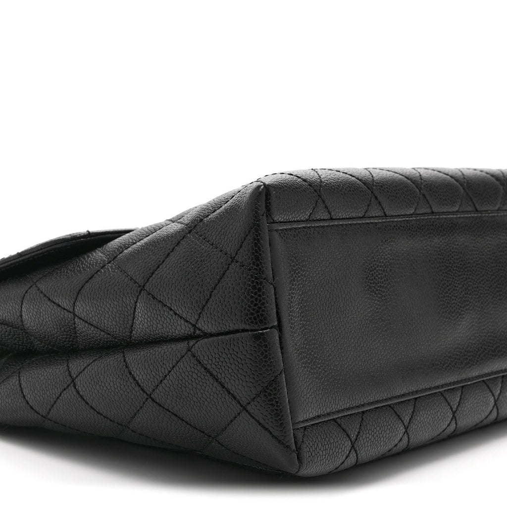 Caviar Quilted Jumbo Kelly Flap Black