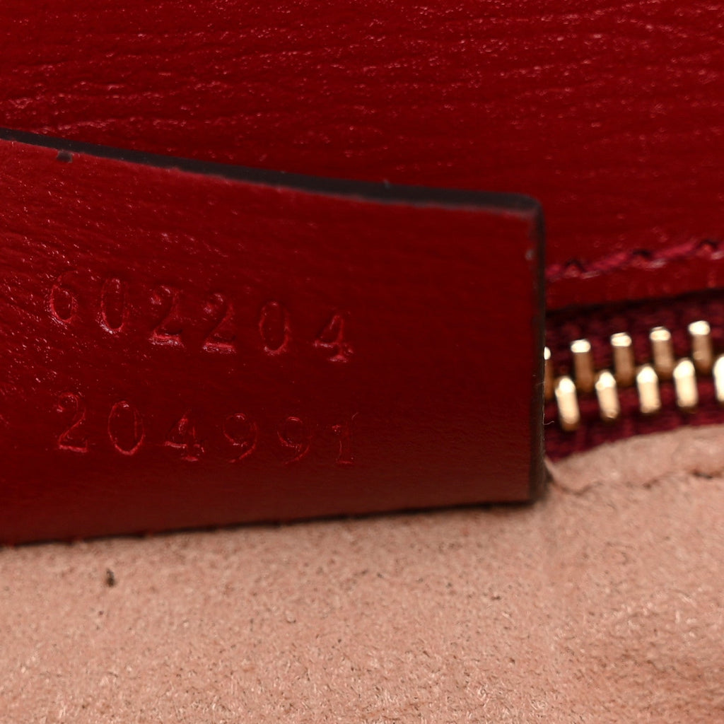 GG Supreme Monogram Azalea Calfskin Horsebit 1955 Shoulder Bag Beige Ebony New Cherry Red
