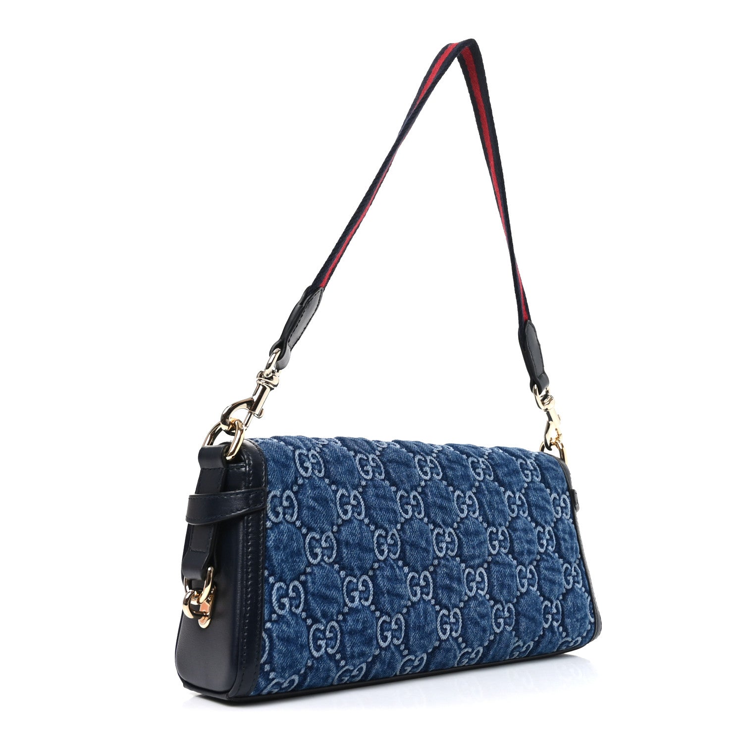 GG Monogram Denim Small Luce Shoulder Bag Blue