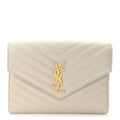Grain De Poudre Matelasse Chevron Monogram Envelope Clutch Blanc Vintage