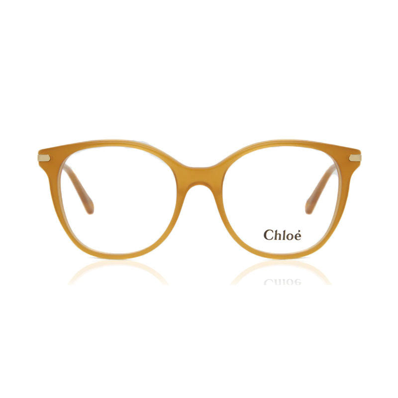 Chloe Eyeglasses Round Full Rim, Caramel Frame and Clear Demo Lenses Lens CE2721208