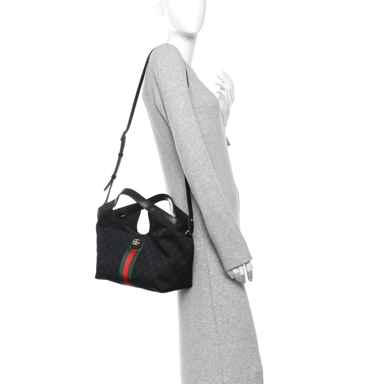 Denim GG Monogram Web Small Giglio Tote Black