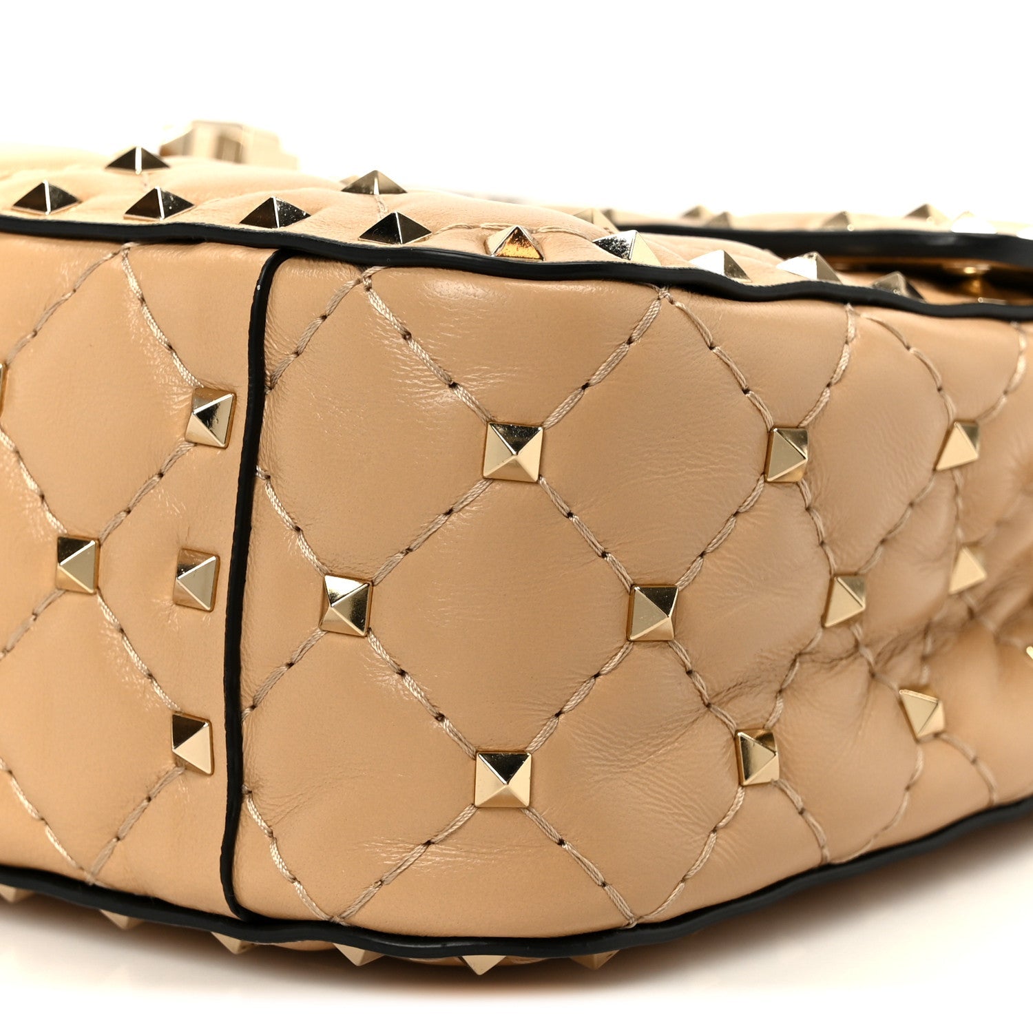 Nappa Medium Rockstud Spike Shoulder Bag Soft Noisette
