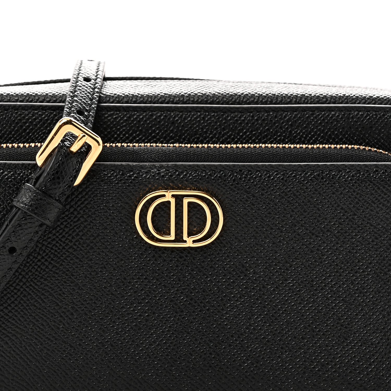 Grained Calfskin Caro Double Pouch Black