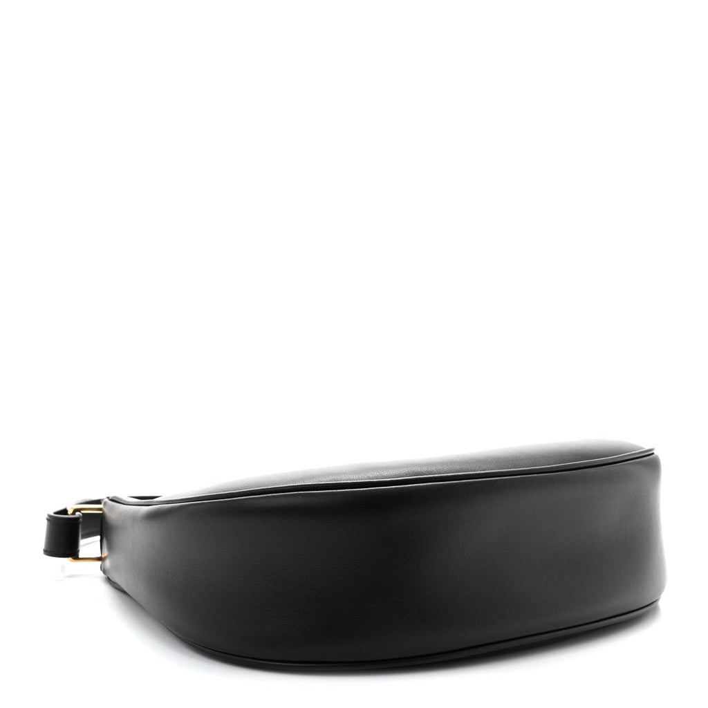 Smooth Calfskin Medium Strap Ava Triomphe Shoulder Bag Black