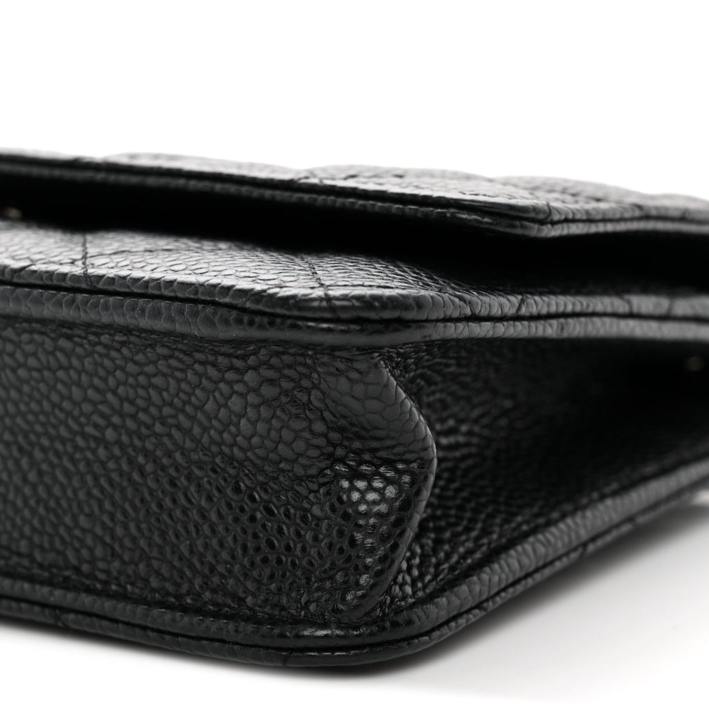 Caviar Quilted Wallet on Chain WOC Black